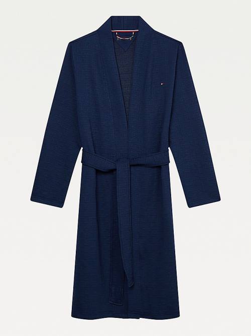 Tommy Hilfiger Jacquard Bathrobe Moški Pižama Modra | TH516KQS