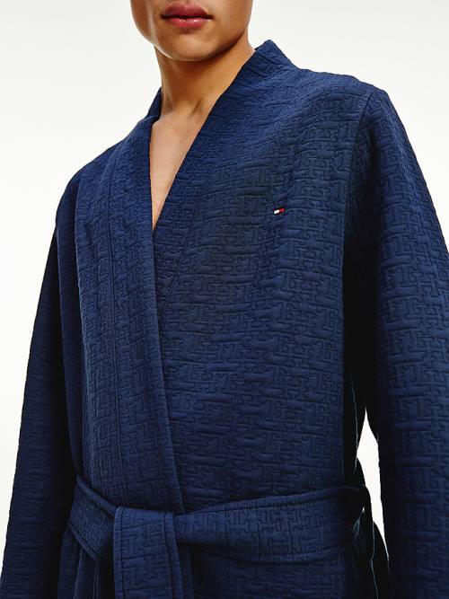 Tommy Hilfiger Jacquard Bathrobe Moški Pižama Modra | TH516KQS