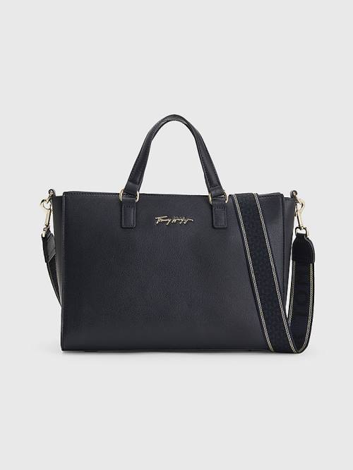 Tommy Hilfiger Joy Signature Satchel Ženske Torbice Modra | TH685YRK