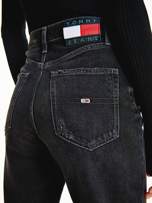 Tommy Hilfiger Julie Ultra High Rise Straight Black Distressed Ženske Kavbojke Denim | TH270GZH