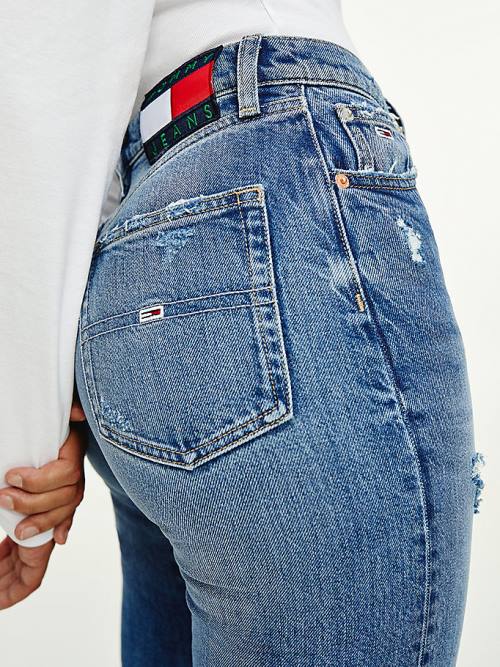 Tommy Hilfiger Julie Ultra High Rise Straight Distressed Ženske Kavbojke Denim | TH651EZJ