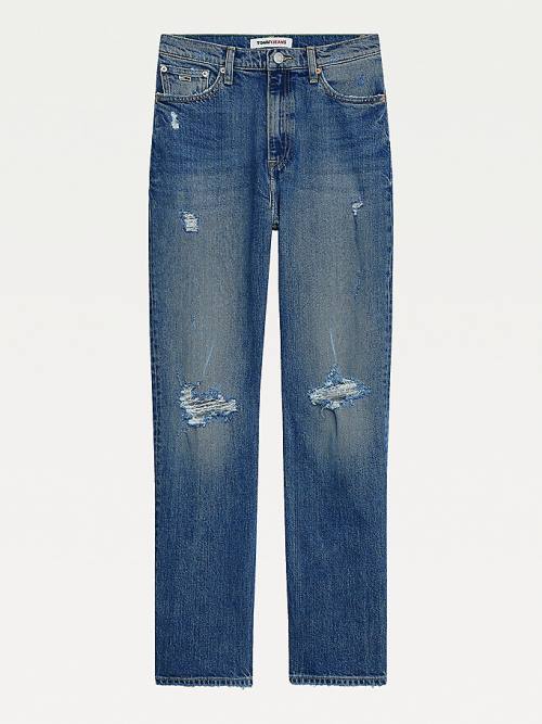 Tommy Hilfiger Julie Ultra High Rise Straight Distressed Ženske Kavbojke Denim | TH651EZJ