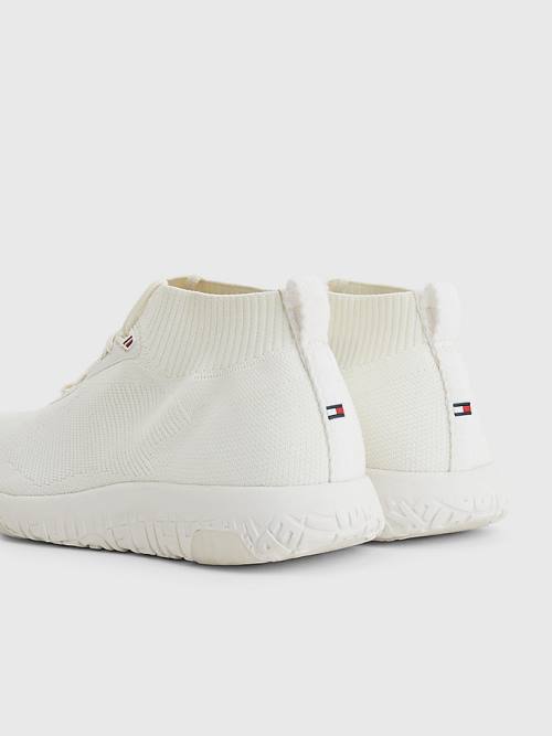 Tommy Hilfiger Knitted Runner High-Top Moški Superge Bela | TH214VTP