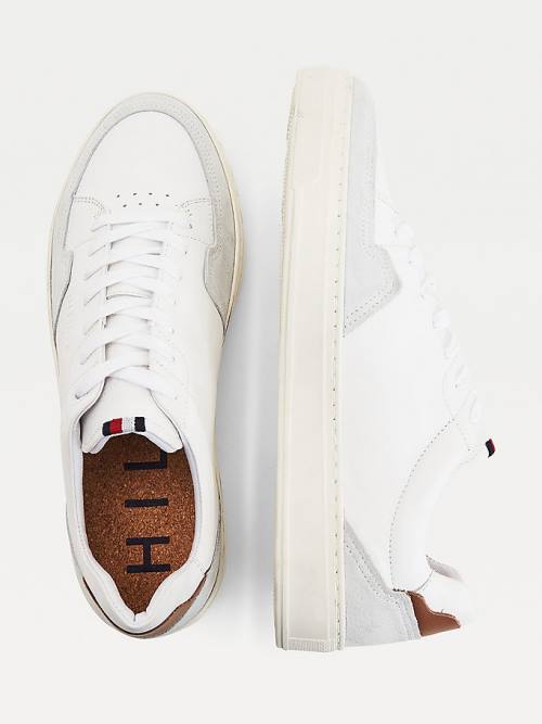 Tommy Hilfiger Leather And Suede Cupsole Moški Superge Bela | TH428INC