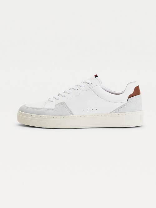 Tommy Hilfiger Leather And Suede Cupsole Moški Superge Bela | TH428INC