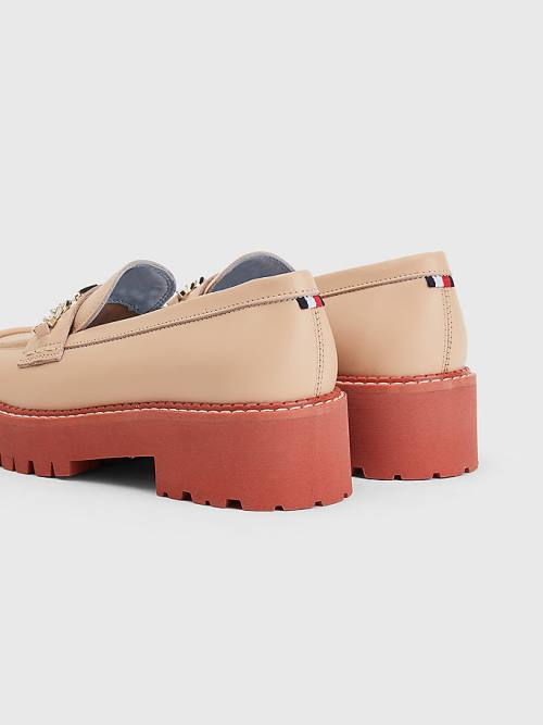 Tommy Hilfiger Leather Chain Chunky Ženske Loafers Bež | TH170PGD