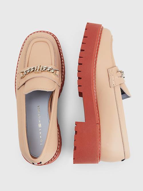 Tommy Hilfiger Leather Chain Chunky Ženske Loafers Bež | TH170PGD