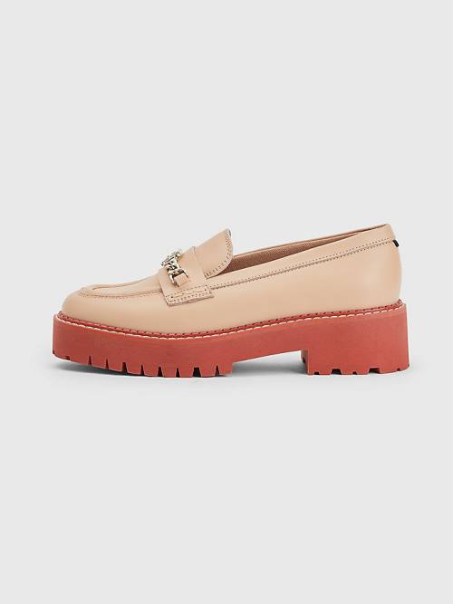 Tommy Hilfiger Leather Chain Chunky Ženske Loafers Bež | TH170PGD