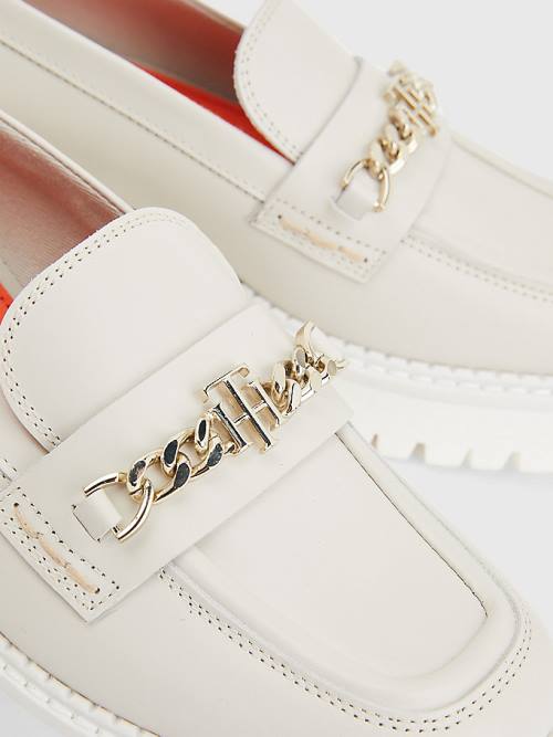 Tommy Hilfiger Leather Chain Chunky Ženske Loafers Bež | TH614ZKR