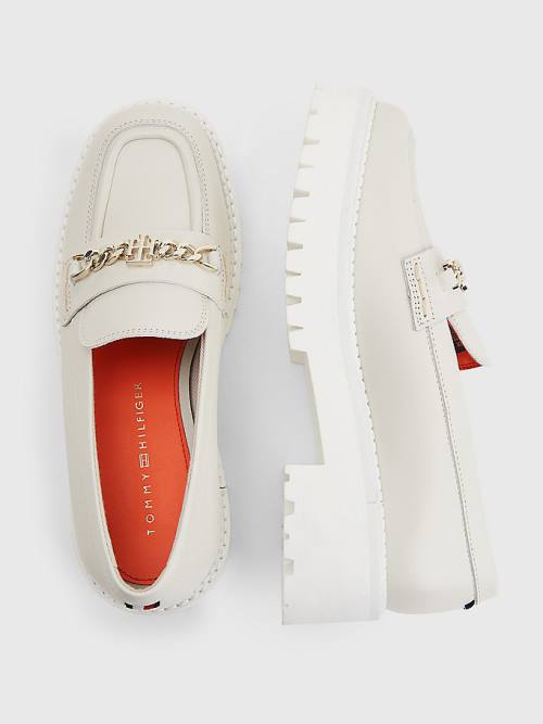 Tommy Hilfiger Leather Chain Chunky Ženske Loafers Bež | TH614ZKR