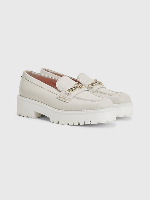 Tommy Hilfiger Leather Chain Chunky Ženske Loafers Bež | TH614ZKR