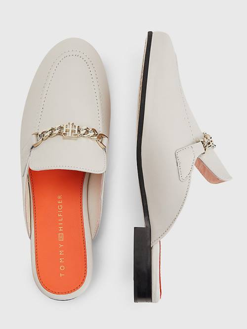 Tommy Hilfiger Leather Chain Mule Ženske Loafers Bež | TH514ZED