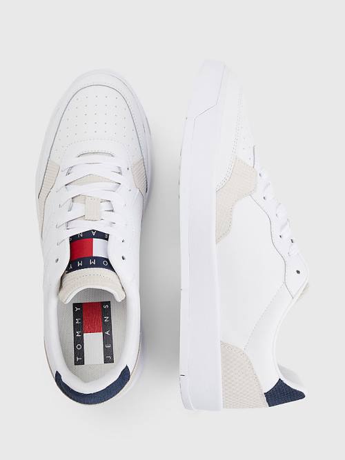 Tommy Hilfiger Leather Cupsole Moški Superge Bela | TH718NQU