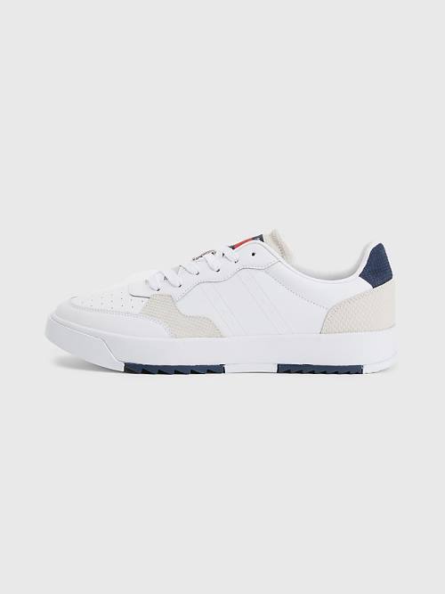 Tommy Hilfiger Leather Cupsole Moški Superge Bela | TH718NQU