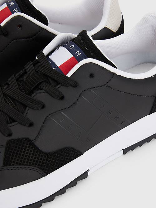 Tommy Hilfiger Leather Cupsole Moški Superge Črna | TH829BOK