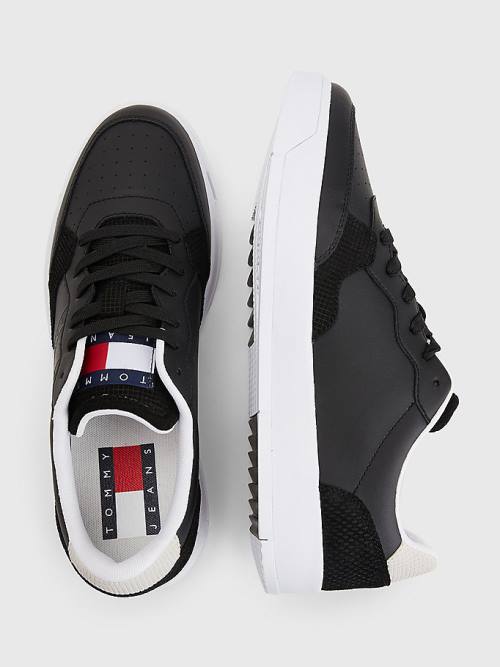 Tommy Hilfiger Leather Cupsole Moški Superge Črna | TH829BOK