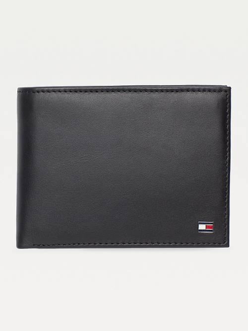 Tommy Hilfiger Leather Flap Moški Denarnice Črna | TH754JAK