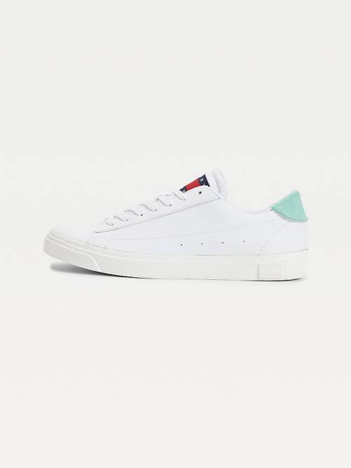 Tommy Hilfiger Leather Low-Top Ženske Superge Zelena | TH397OKX