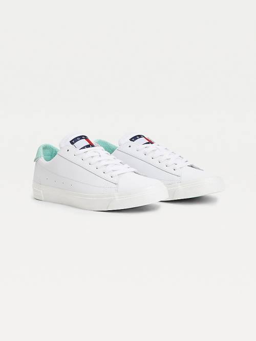 Tommy Hilfiger Leather Low-Top Ženske Superge Zelena | TH397OKX