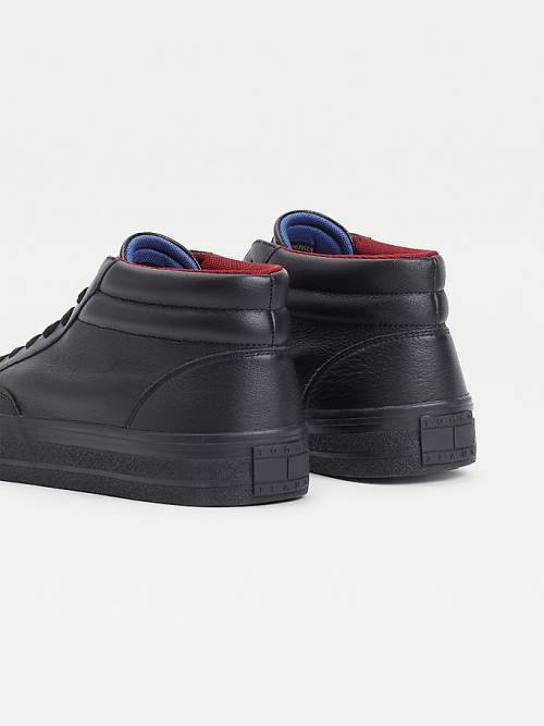 Tommy Hilfiger Leather Mid Skate Moški Superge Črna | TH146ZIU