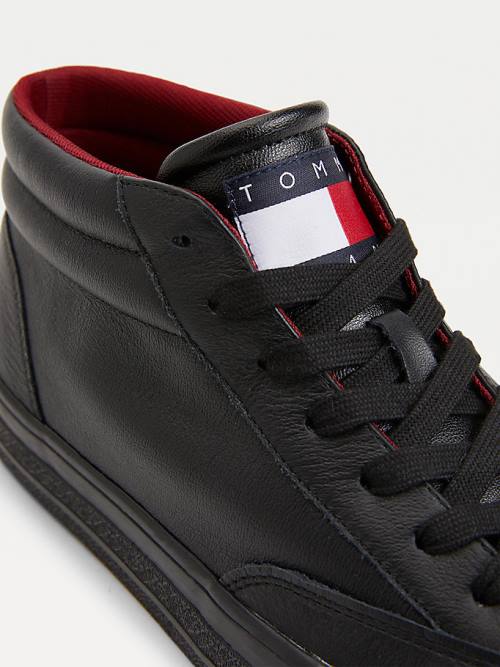 Tommy Hilfiger Leather Mid Skate Moški Superge Črna | TH146ZIU