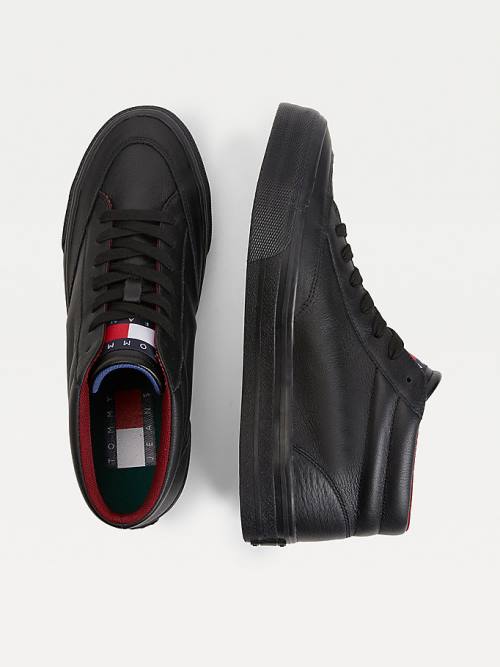 Tommy Hilfiger Leather Mid Skate Moški Superge Črna | TH146ZIU