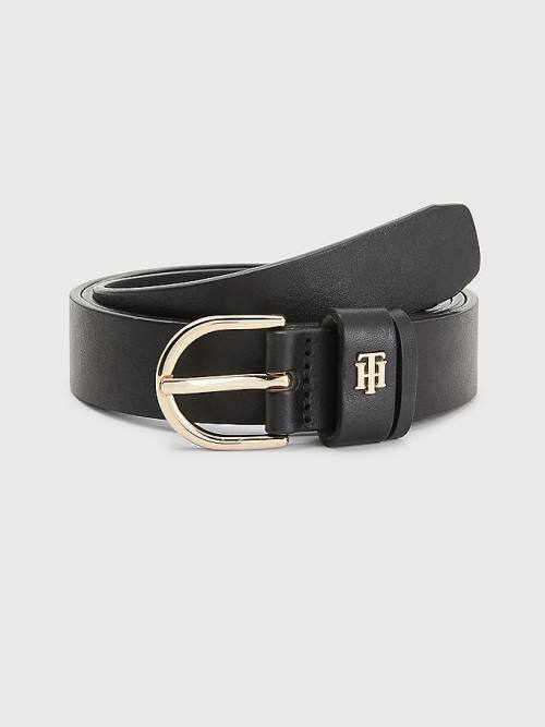 Tommy Hilfiger Leather Monogram Ženske Pas Za Hlače Črna | TH568GND