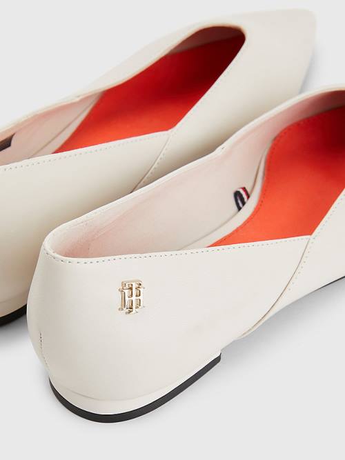 Tommy Hilfiger Leather Pointed Ženske Balerina Bež | TH184SVE