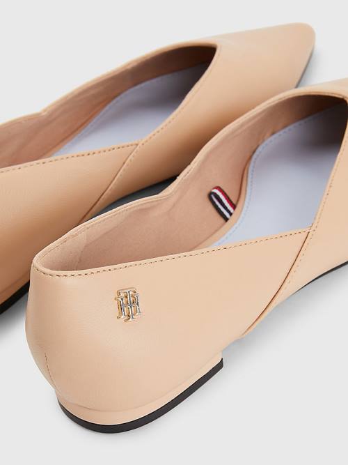 Tommy Hilfiger Leather Pointed Ženske Balerina Bež | TH729TWV