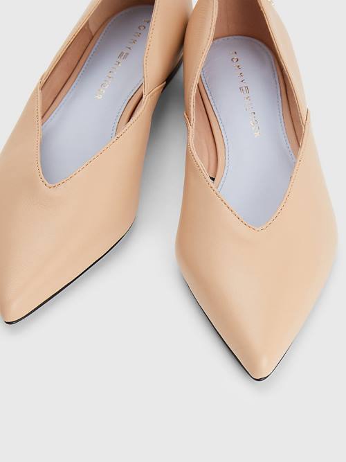 Tommy Hilfiger Leather Pointed Ženske Balerina Bež | TH729TWV