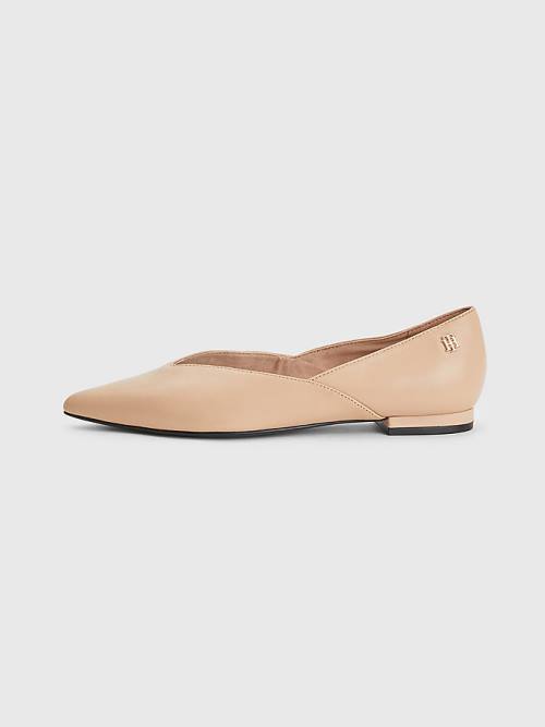 Tommy Hilfiger Leather Pointed Ženske Balerina Bež | TH729TWV