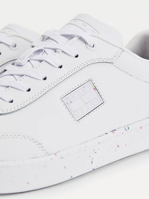 Tommy Hilfiger Leather Speckled Cupsole Moški Superge Bela | TH387KZQ