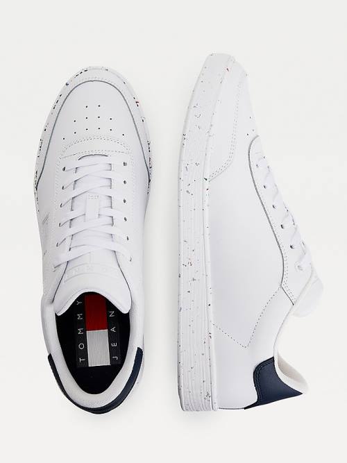 Tommy Hilfiger Leather Speckled Cupsole Moški Superge Bela | TH387KZQ