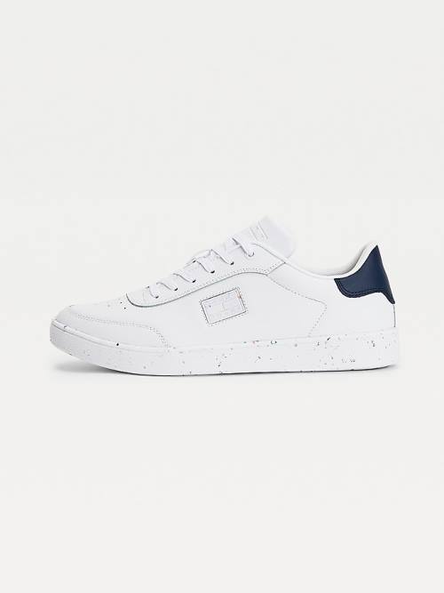 Tommy Hilfiger Leather Speckled Cupsole Moški Superge Bela | TH387KZQ