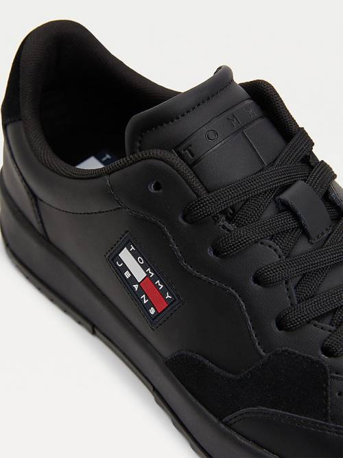 Tommy Hilfiger Leather Textured Panel Moški Superge Črna | TH915XFY