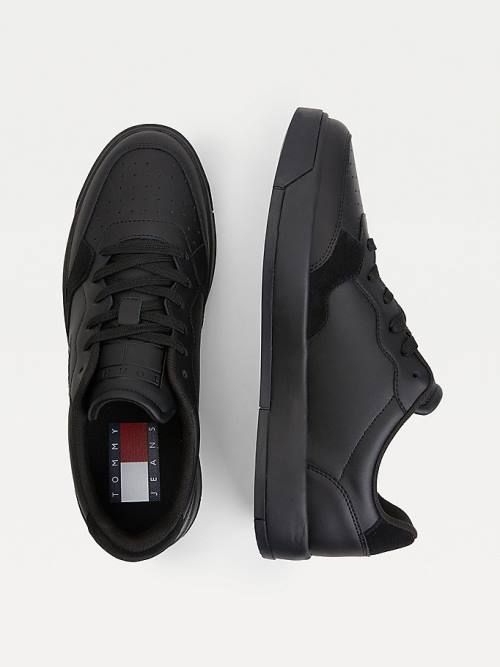 Tommy Hilfiger Leather Textured Panel Moški Superge Črna | TH915XFY