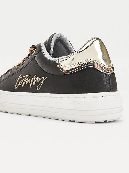 Tommy Hilfiger Leopard Low-Top Dekleta Superge Črna | TH573SRT