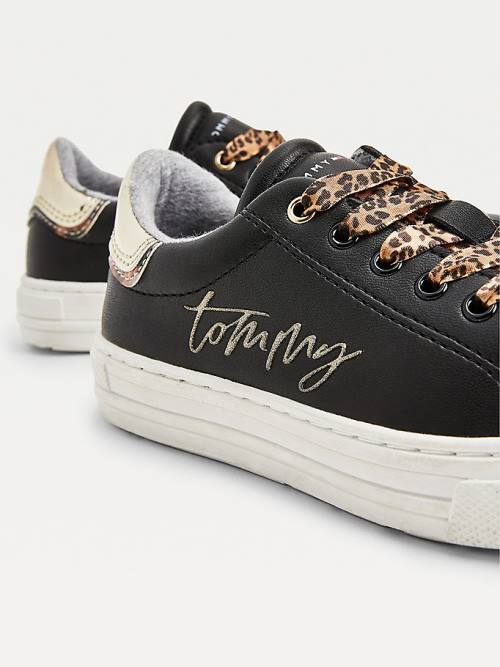 Tommy Hilfiger Leopard Low-Top Dekleta Superge Črna | TH573SRT