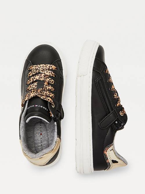 Tommy Hilfiger Leopard Low-Top Dekleta Superge Črna | TH573SRT