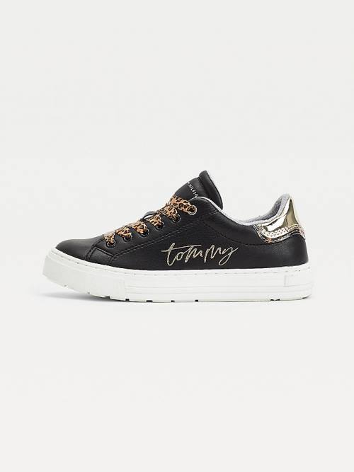 Tommy Hilfiger Leopard Low-Top Dekleta Superge Črna | TH573SRT