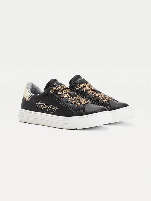 Tommy Hilfiger Leopard Low-Top Dekleta Superge Črna | TH573SRT