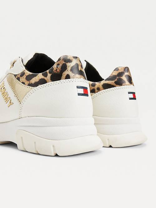 Tommy Hilfiger Leopard Panel Low-Top Dekleta Superge Bela | TH152AJD