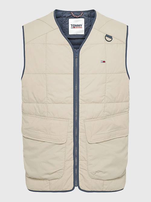 Tommy Hilfiger Lightweight Quilted Zip-Thru Sleeveless Vest Moški Plašč Bež | TH950FWM