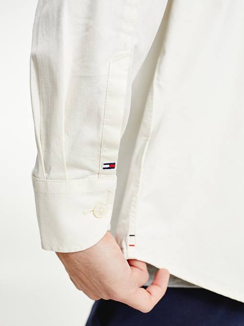 Tommy Hilfiger Lightweight Twill Regular Fit Overshirt Moški Srajce Bela | TH925YBT