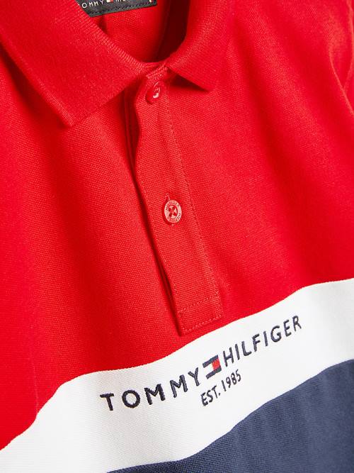 Tommy Hilfiger Logo Colour-Blocked Polo Fantje Majice Modra | TH468WTL