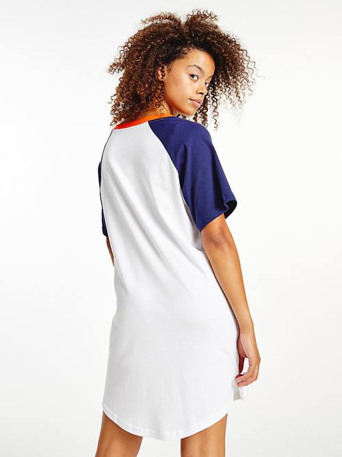 Tommy Hilfiger Logo Contrast Trim Colour-Blocked Nightdress Ženske Pižama Modra | TH703MYE