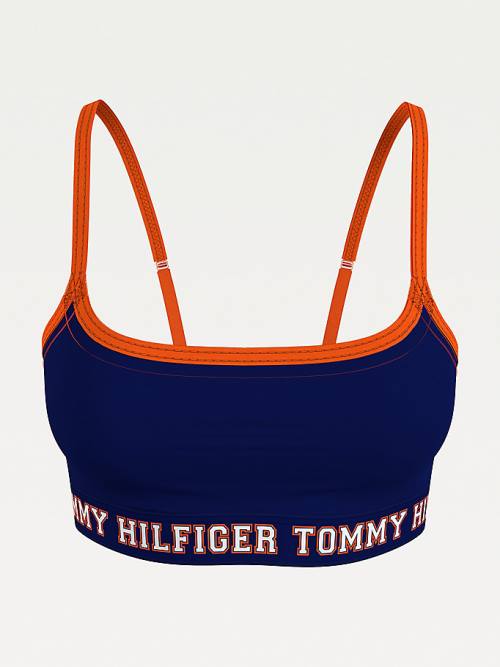 Tommy Hilfiger Logo Contrast Trim Unpadded Bralette Ženske Spodnje Perilo Modra | TH401RNL