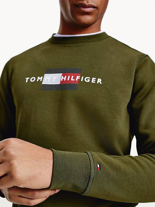 Tommy Hilfiger Logo Crew Neck Moški Pulover Rjav | TH094KJM