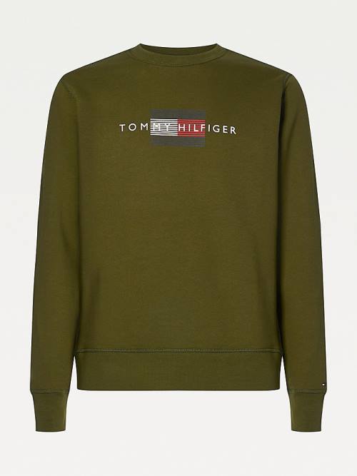 Tommy Hilfiger Logo Crew Neck Moški Pulover Rjav | TH094KJM