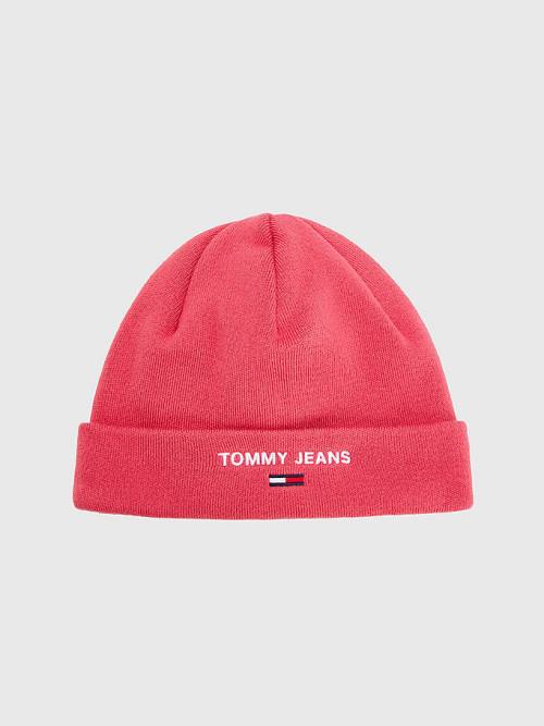 Tommy Hilfiger Logo Embroidery Beanie Ženske Kapa Rdeča | TH730FVW